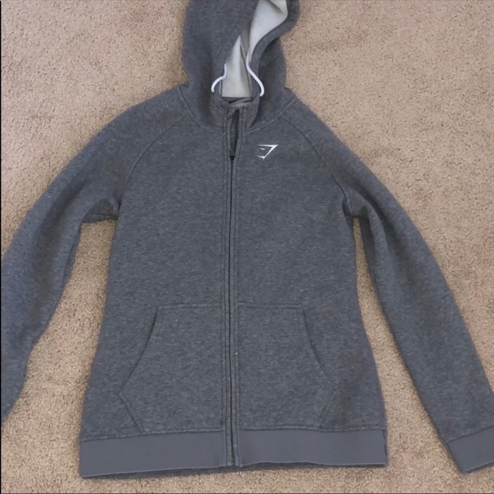 GymShark Fleece Hoodie ZIP Up Jacket Gray Small